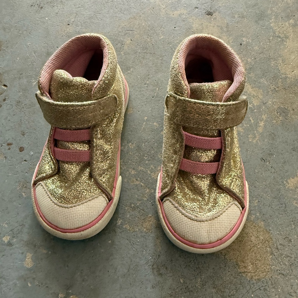 See Kai Run Gold and Pink High-Top Sneakers